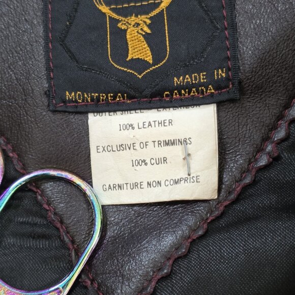 VTG Jeno De Paris Leather Coat Mens 40 Brown Mid Length LS Lined Buttons FLAW - Picture 10 of 16